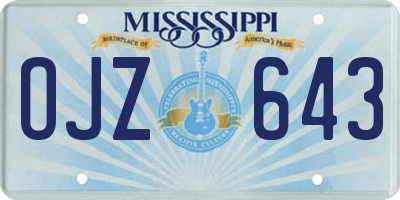 MS license plate OJZ643