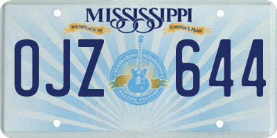 MS license plate OJZ644
