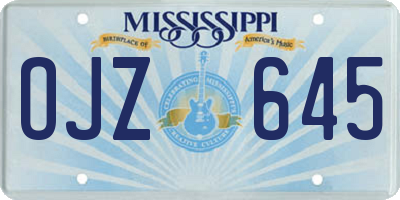 MS license plate OJZ645