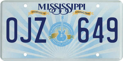MS license plate OJZ649