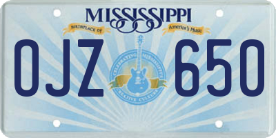 MS license plate OJZ650