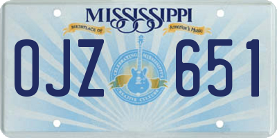 MS license plate OJZ651