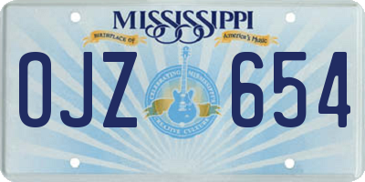 MS license plate OJZ654