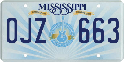 MS license plate OJZ663