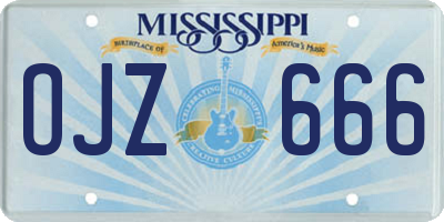 MS license plate OJZ666