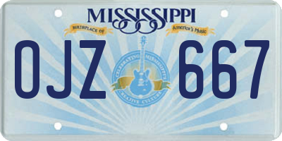 MS license plate OJZ667