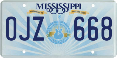 MS license plate OJZ668