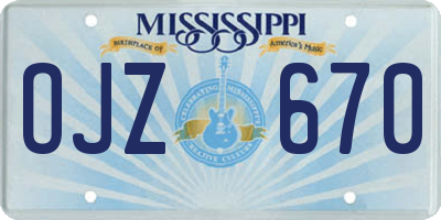 MS license plate OJZ670