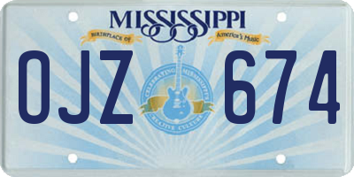 MS license plate OJZ674