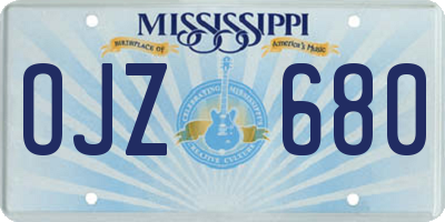 MS license plate OJZ680