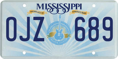 MS license plate OJZ689