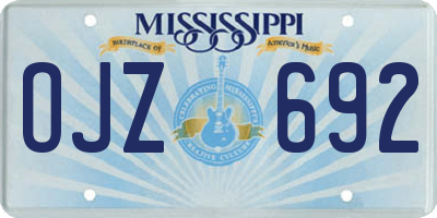 MS license plate OJZ692