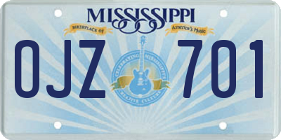 MS license plate OJZ701