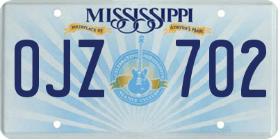 MS license plate OJZ702