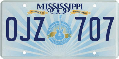 MS license plate OJZ707