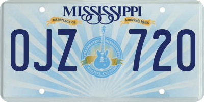 MS license plate OJZ720