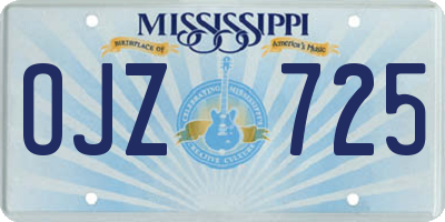 MS license plate OJZ725