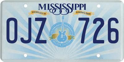 MS license plate OJZ726