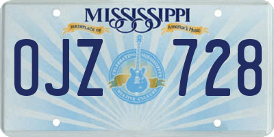 MS license plate OJZ728