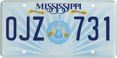 MS license plate OJZ731
