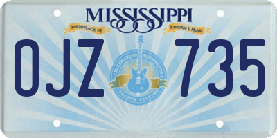 MS license plate OJZ735
