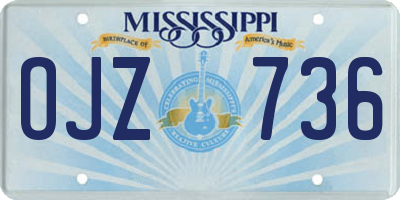 MS license plate OJZ736