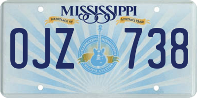 MS license plate OJZ738