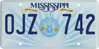 MS license plate OJZ742