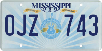 MS license plate OJZ743