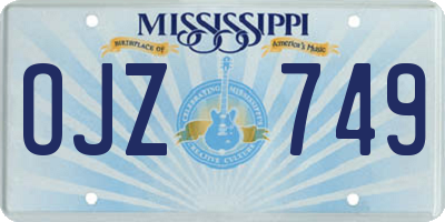 MS license plate OJZ749