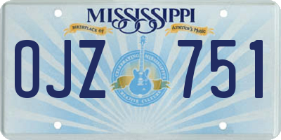 MS license plate OJZ751