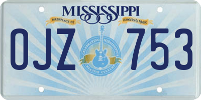 MS license plate OJZ753