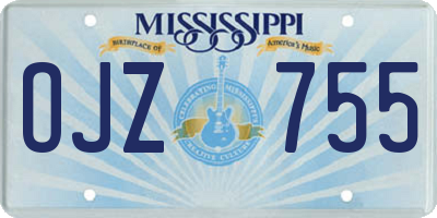 MS license plate OJZ755