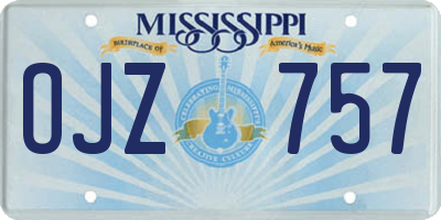 MS license plate OJZ757