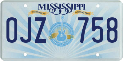 MS license plate OJZ758