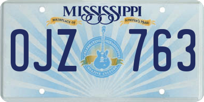 MS license plate OJZ763