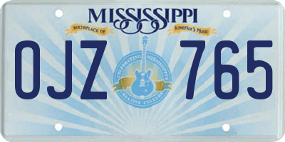 MS license plate OJZ765