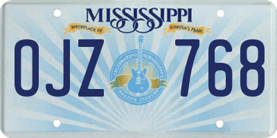 MS license plate OJZ768