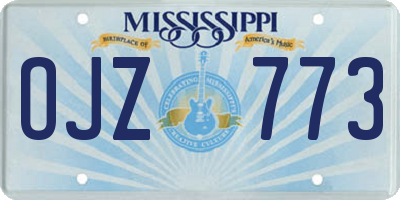 MS license plate OJZ773