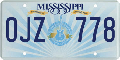 MS license plate OJZ778