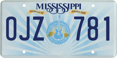 MS license plate OJZ781