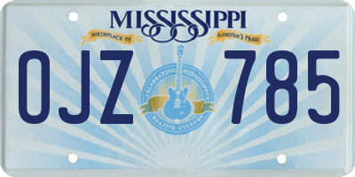 MS license plate OJZ785