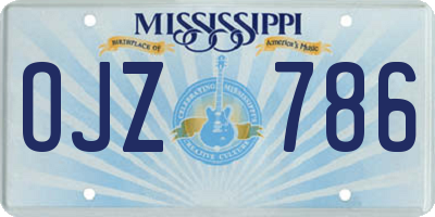 MS license plate OJZ786