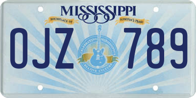 MS license plate OJZ789