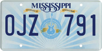 MS license plate OJZ791