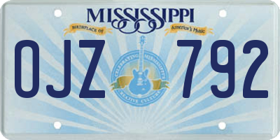 MS license plate OJZ792