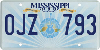 MS license plate OJZ793