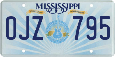 MS license plate OJZ795