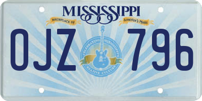 MS license plate OJZ796
