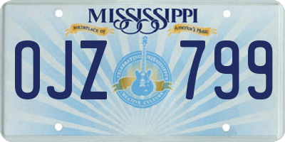 MS license plate OJZ799